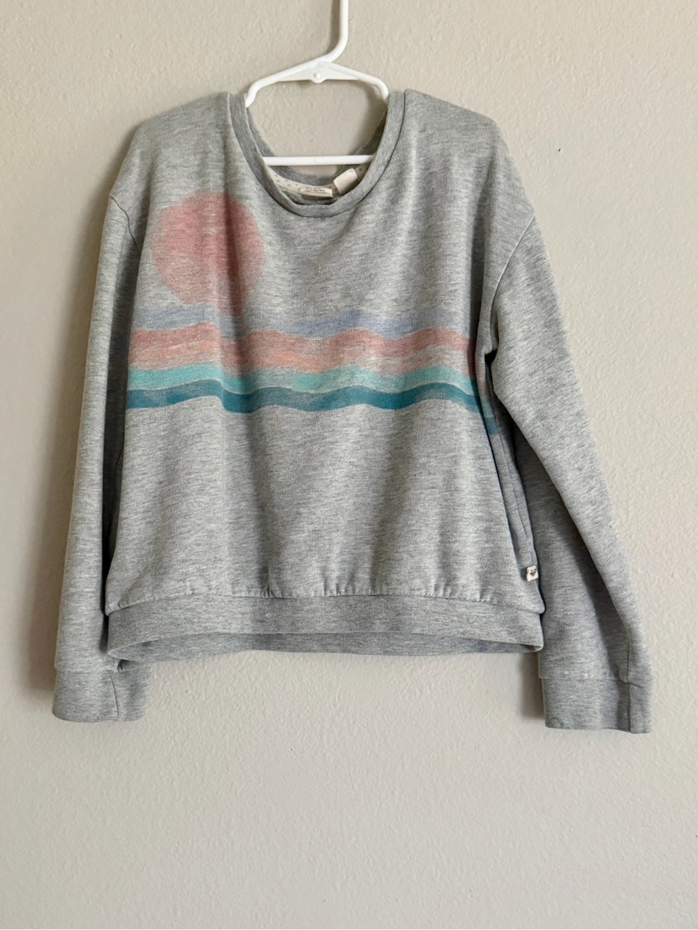 Roxy Girls Beach Sunset Waves Graphic Fleece Crewneck Sweatshirt Grey